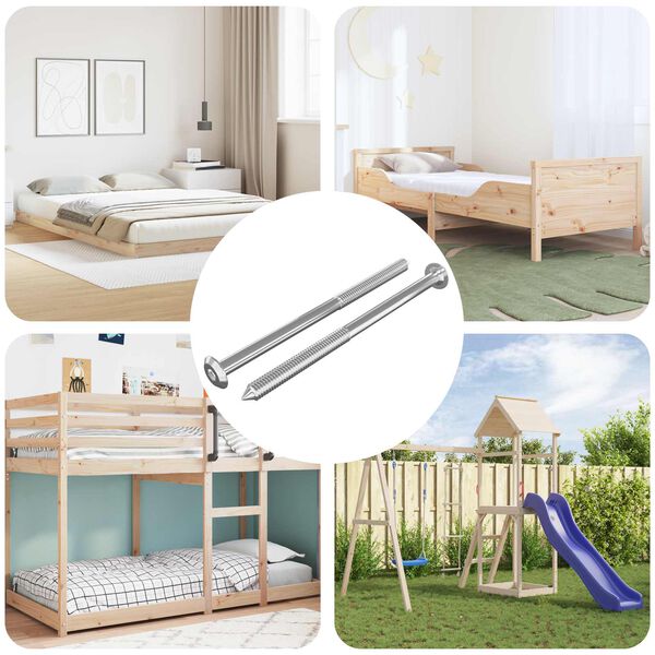 vidaXL Viti per mobili 2 pcs Argento M6 x 100 mm Acciaio