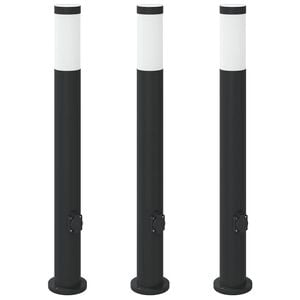 vidaXL Lampioni a palo con presa elettrica 3 pz 80 cm Acciaio Inox IP44