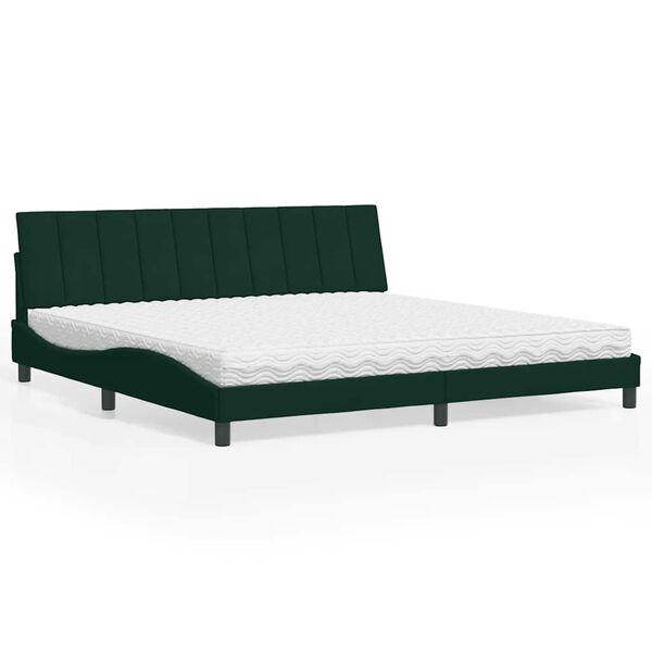 vidaXL Letto con Materasso Hanko Verde Scuro 200x200 cm Velluto