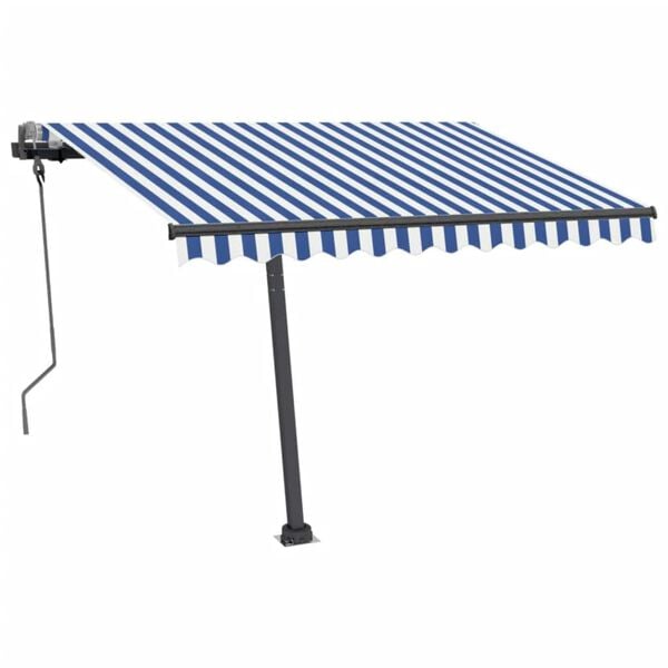 vidaXL Tenda da Sole Retrattile Manuale con LED 300x250cm Blu e Bianco