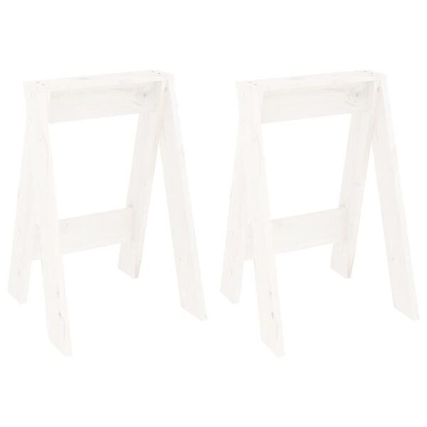 vidaXL Sgabelli 2 pz Bianchi 40x40x60 cm in Legno Massello di Pino