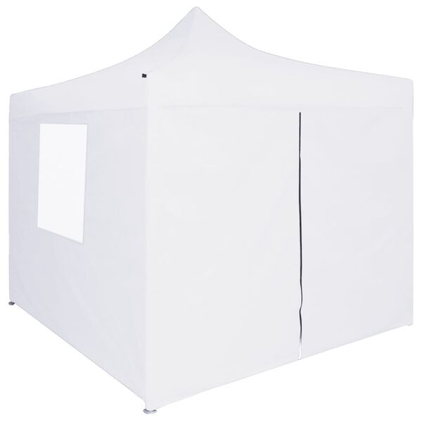 vidaXL Gazebo Professionale Pieghevole 4 Pareti 3x3 m Acciaio Bianco