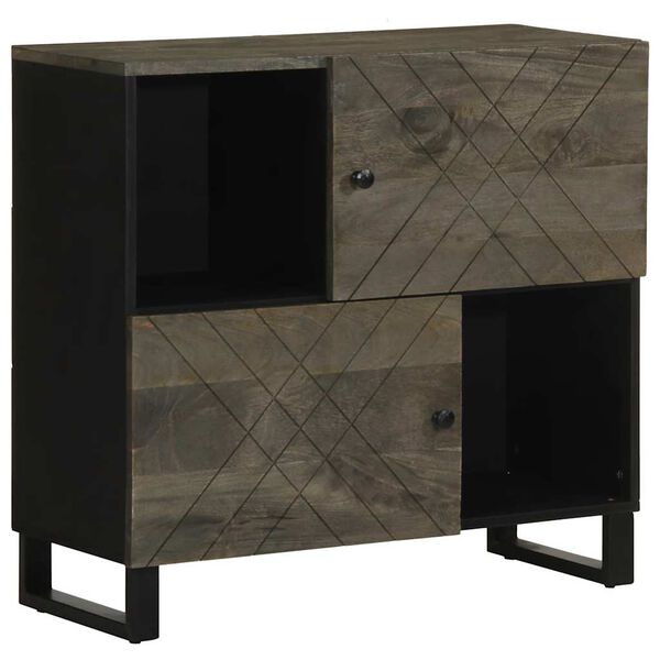 vidaXL Credenza Nera 80x33x75 cm in Legno Massello di Mango