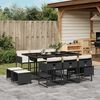 vidaXL Set da Pranzo da Giardino 11 pz con Cuscini in Polyrattan Nero