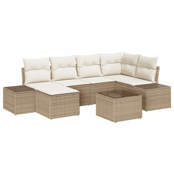 vidaXL Set Divano da Giardino 6 pcs Beige e Crema polyrattan