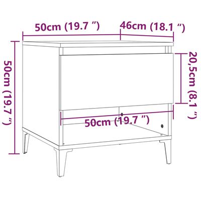 vidaXL Tavolino Grigio Cemento 50x46x50 cm in Legno Multistrato