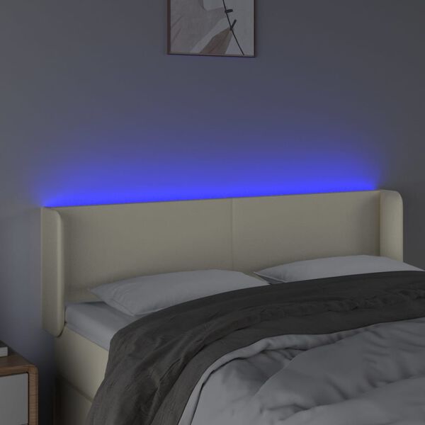 vidaXL Testiera a LED Crema 147x16x78/88 cm in Similpelle