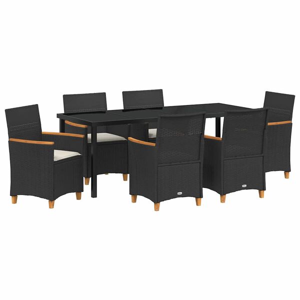 vidaXL Set da Pranzo per Giardino 7 pcs Nero polyrattan