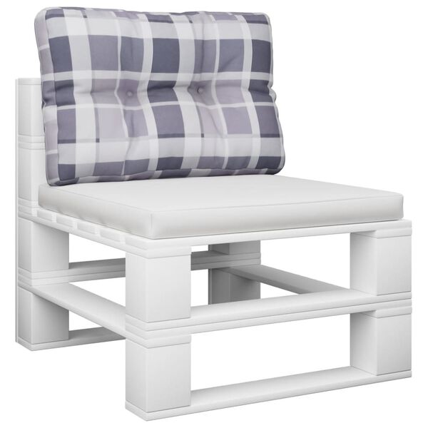 vidaXL Cuscino per Pallet a Quadri Grigi 60x40x12 cm in Tessuto