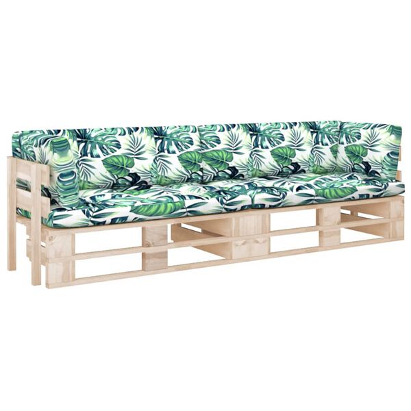 vidaXL Divano a 2 Posti su Pallet con Cuscini Pino Impregnato