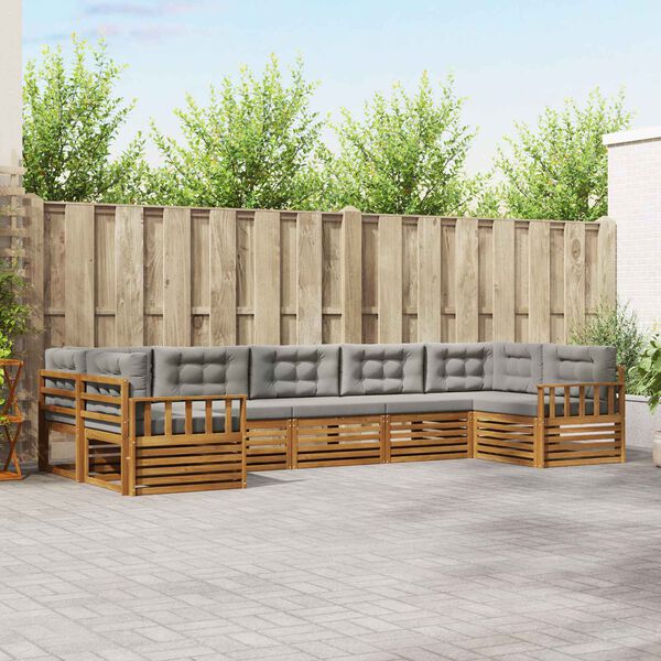 vidaXL Set di divani da esterno 7 pcs Grigio Naturale e Chiaro