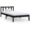 vidaXL Giroletto in Legno Massello Nero 75x190 cm Small Single