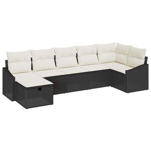 vidaXL Set di divani con cuscino 7 pcs Nero polyrattan