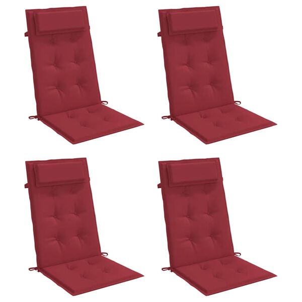 vidaXL Cuscini Sedia con Schienale Alto 4 pz Rosso Vino Tessuto Oxford
