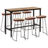 vidaXL Set Bar 7pz Legno Massello Mango Grezzo e Metallo