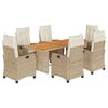 vidaXL Set da Pranzo da Giardino 7 pz con Cuscini Beige in Polyrattan