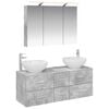 vidaXL Set di mobili per il bagno 4 pz Grigio Cemento