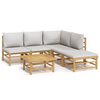 vidaXL Set Salotto da Giardino 6pz con Cuscini Grigio Chiaro Bamb&ugrave;