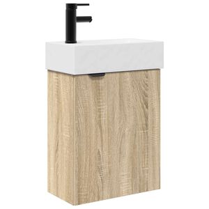 vidaXL Mobile bagno con rubinetto Rovere Sonoma 45,5 x 22,5 x 84 cm