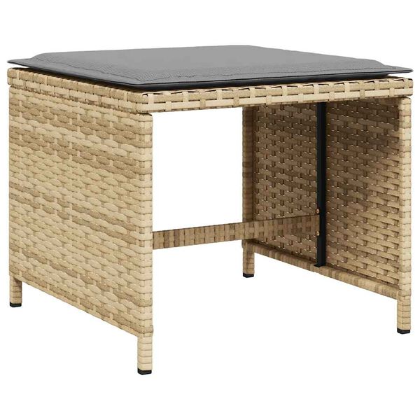 vidaXL Sgabelli Giardino Cuscini 4pz Beige Misto 41x41x36cm Polyrattan
