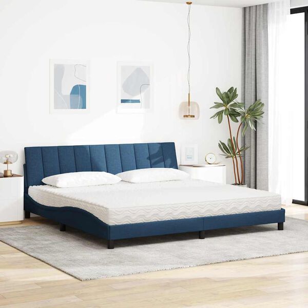 vidaXL Letto con Materasso Hanko Blu 200x200 cm in Tessuto
