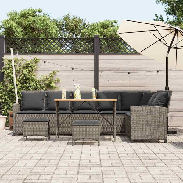 vidaXL Set Divani da Giardino 4 pz con Cuscini a Forma di L Polyrattan