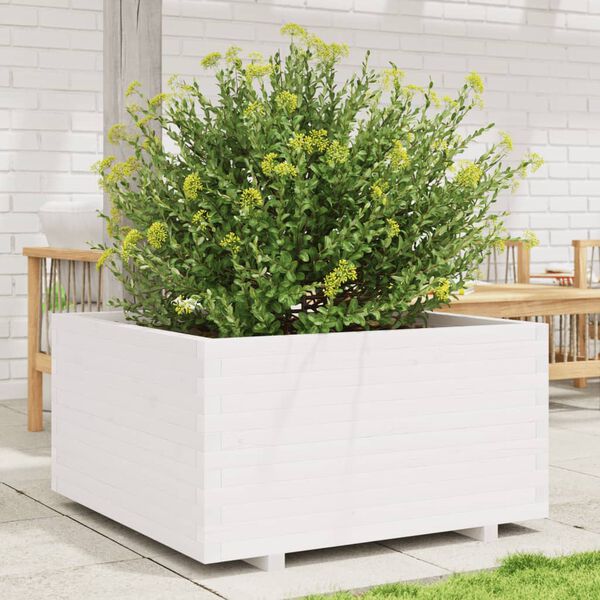 vidaXL Fioriera da Giardino Bianca 90x90x49,5cm Legno Massello di Pino