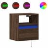 vidaXL Comodino a Parete con luci LED Rovere Marrone