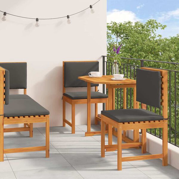 vidaXL Set Bistro da Giardino 4 pcs Marrone legno massello di acacia