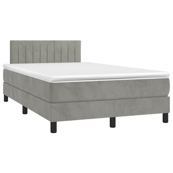 vidaXL Letto a Molle con Materasso e LED Grigio Chiaro 120x200 cm Velluto