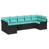 vidaXL Set Divano da Giardino con cuscino 7 pcs Nero Poly Rattan