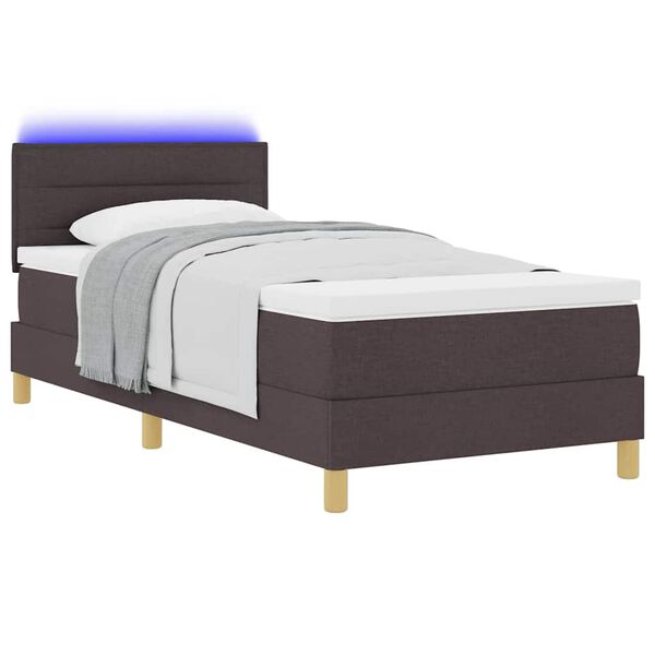 vidaXL Letto a Sorgente LED con led Marrone Scuro 80 x 200 cm Tessuto