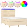 vidaXL Letto a Molle con Materasso e LED Crema 140x190 cm in Tessuto