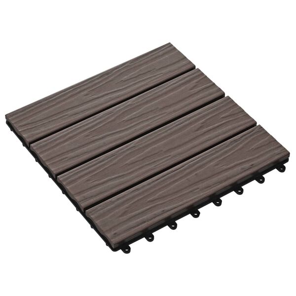 vidaXL Piastrelle 11 pz Goffrature WPC 30x30 cm 1 mq Marrone Scuro