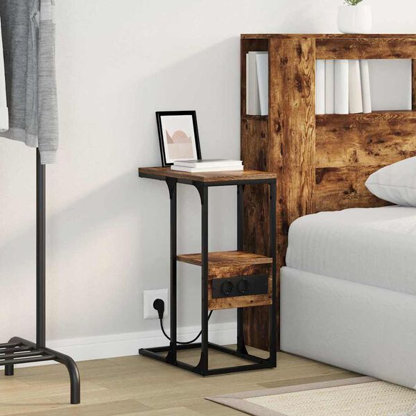 vidaXL Armadio da Notte con cassetto Rovere fumo 41.5 x 26 x 60.5 cm