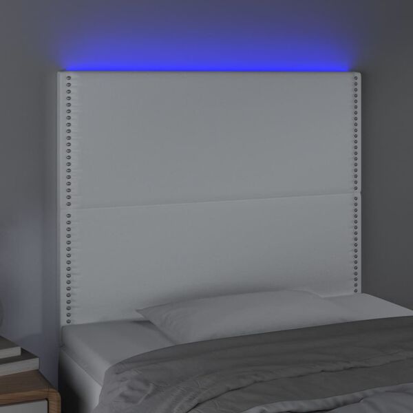 vidaXL Testiera a LED Bianco 80x5x118/128 cm in Similpelle