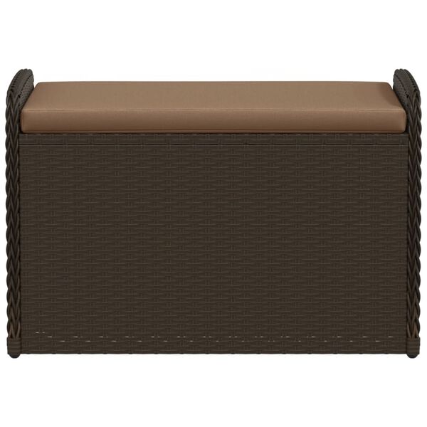 vidaXL Cassapanca con Cuscino Marrone 80x51x52 cm in Polyrattan