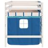 vidaXL Letto a Soppalco con Tende Bambini Blu 90x200 cm Massello Pino