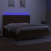 vidaXL Letto a Molle Materasso e LED Marronescuro 200x200cm in Tessuto