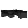 vidaXL Set Divani da Giardino 11 pz con Cuscini in Polyrattan Nero