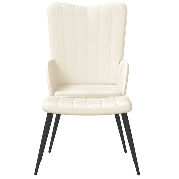 vidaXL Poltrona Relax con Sgabello Bianco Crema in Velluto