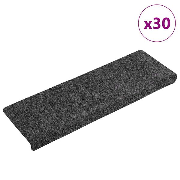 vidaXL Tappetini per scale autoadesivi 30 pz 65x21x4 cm Grigio Scuro bordo rettangolare