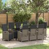 vidaXL Set da Pranzo per Giardino con cuscino 9 pcs Grigio polyrattan