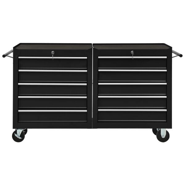 vidaXL Carrello Porta Attrezzi con 5 Cassetti Nero 69x33x77 cm Acciaio