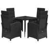 vidaXL Set da Pranzo da Giardino 5 pz Nero con Cuscini in Polyrattan