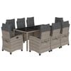 vidaXL Set da Pranzo da Giardino 9 pz con Cuscini in Polyrattan Grigio