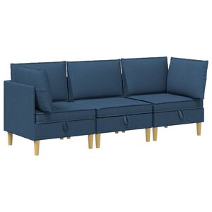 vidaXL Set di divani modulari con spazio di archiviazione 3 pz Blu