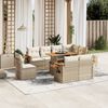 vidaXL Set Divano da Giardino 9 pz con Cuscini Beige in Polyrattan