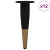 vidaXL Piedini per mobili 12 pz Nero e Oro &Oslash; 40 x 98 mm Ferro
