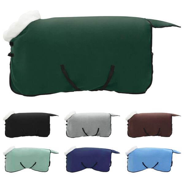 vidaXL Coperta per Cavalli Verde scuro completo 115 cm Felpa in pile